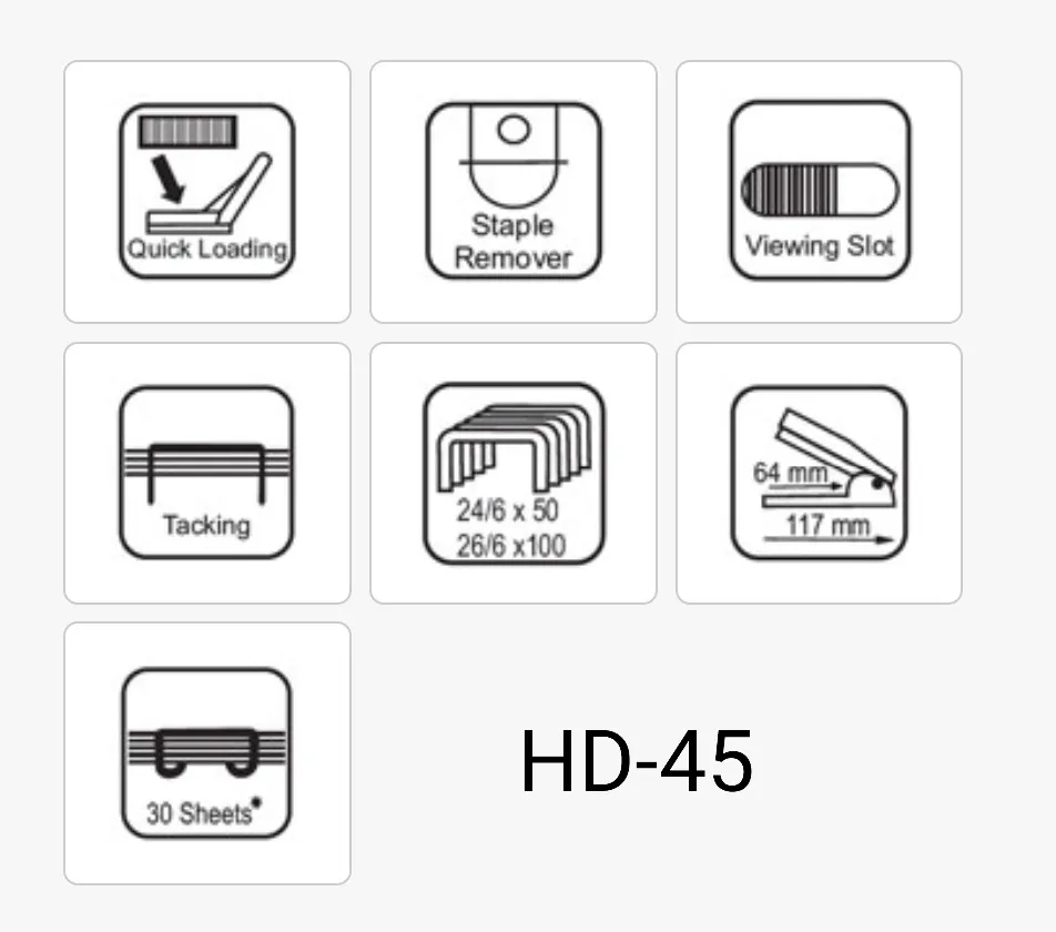 Kangaro HD-45 Stapler With 4 Packets of Staple Pin 24/6-1M Heavy Duty Steel Component With Plastic Body Combo Pack